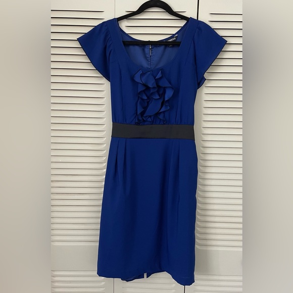 Express Blue Dress with Black Tie - Picture 1 of 3